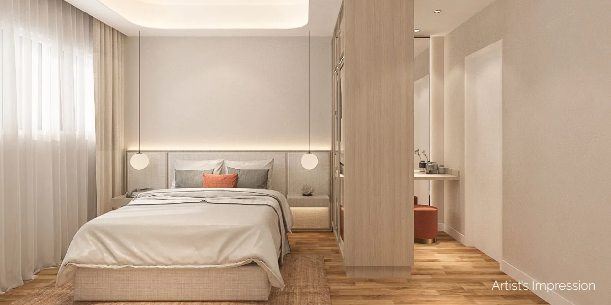 1ush Residence master bedroom with walk-in wardrobe and mirror in 168 Park Selayang, Batu Caves, Selangor