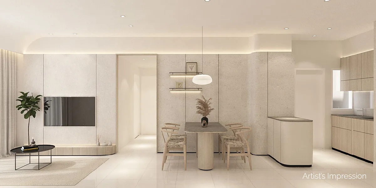 1ush Residence open-concept dining and kitchen layout, artist's impression in 168 Park Selayang, Batu Caves, Selangor