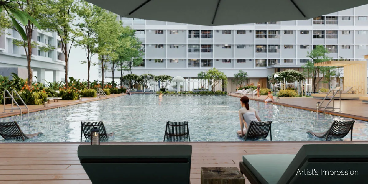 1ush Residence swimming pool deck with lounge chairs, 168 Park Selayang Batu Caves