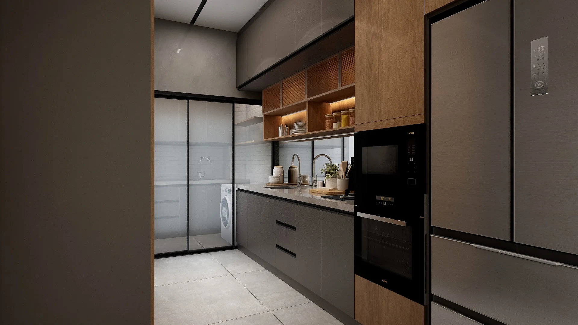 Aderyn Phase 1 show unit dry and wet kitchen interior, Setia Alamsari Bangi