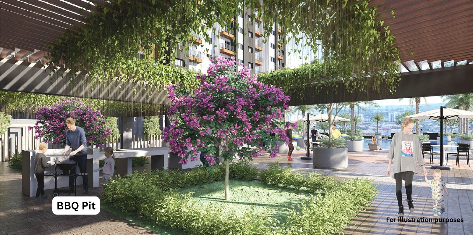 Alamanda Heights BBQ pit and garden — artist impression of the landscaped family gathering area in Seri Kembangan, Selangor