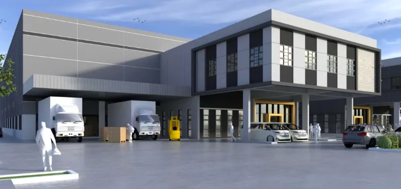 Lakaran kawasan muat naik dan dok trak kilang siap bina Alpha Austin Industrial Park