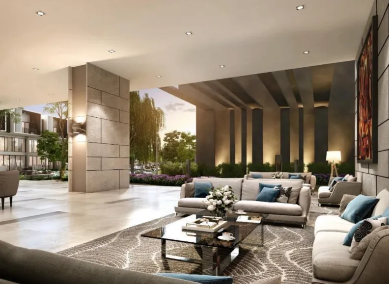 Alstonia Hilltop Homes sunken lounge and grand lobby seating area in Sungai Buloh, Selangor