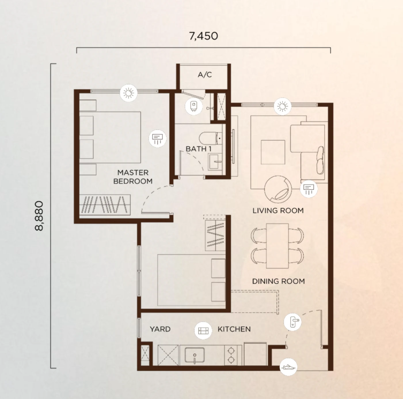 Amberwood Resort Residence Type A floor plan, 560 sqft, 1+1 bedroom 1 bathroom in Larkin, Johor
