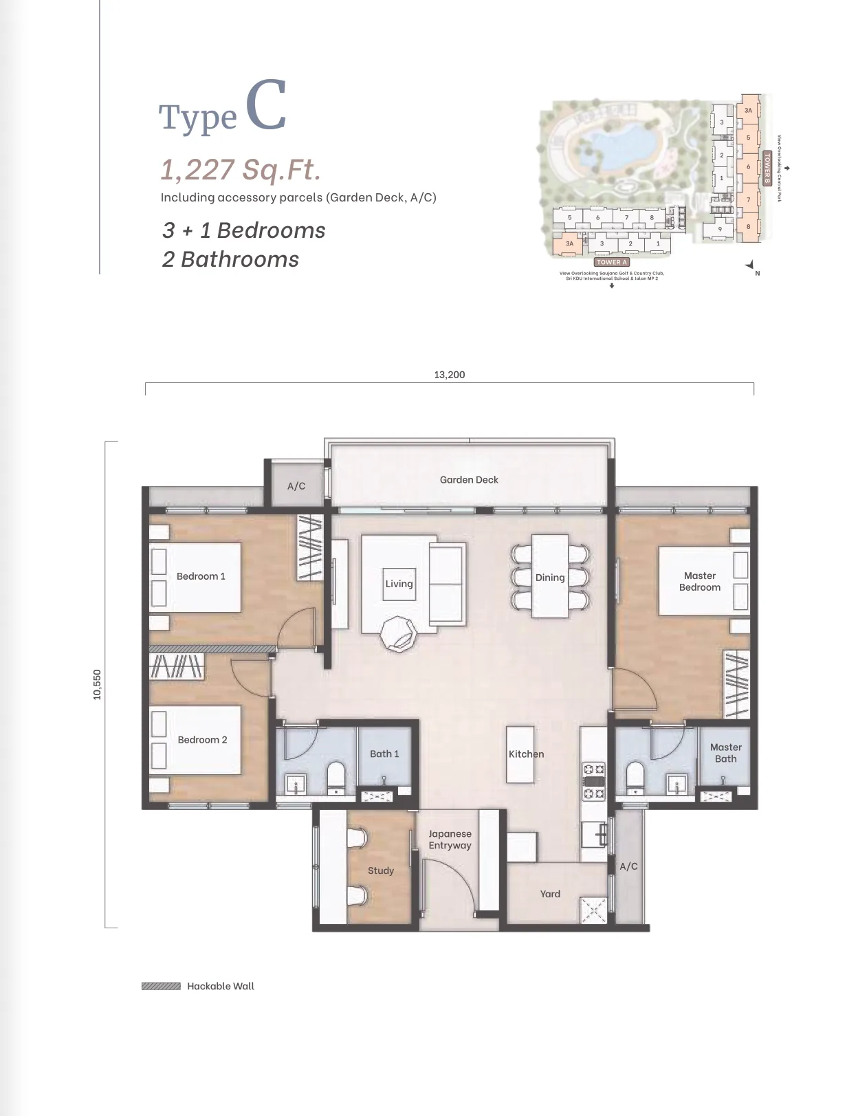 Amika Residence Type B Floor Plan - 075Sq.Ft from verified project brochure