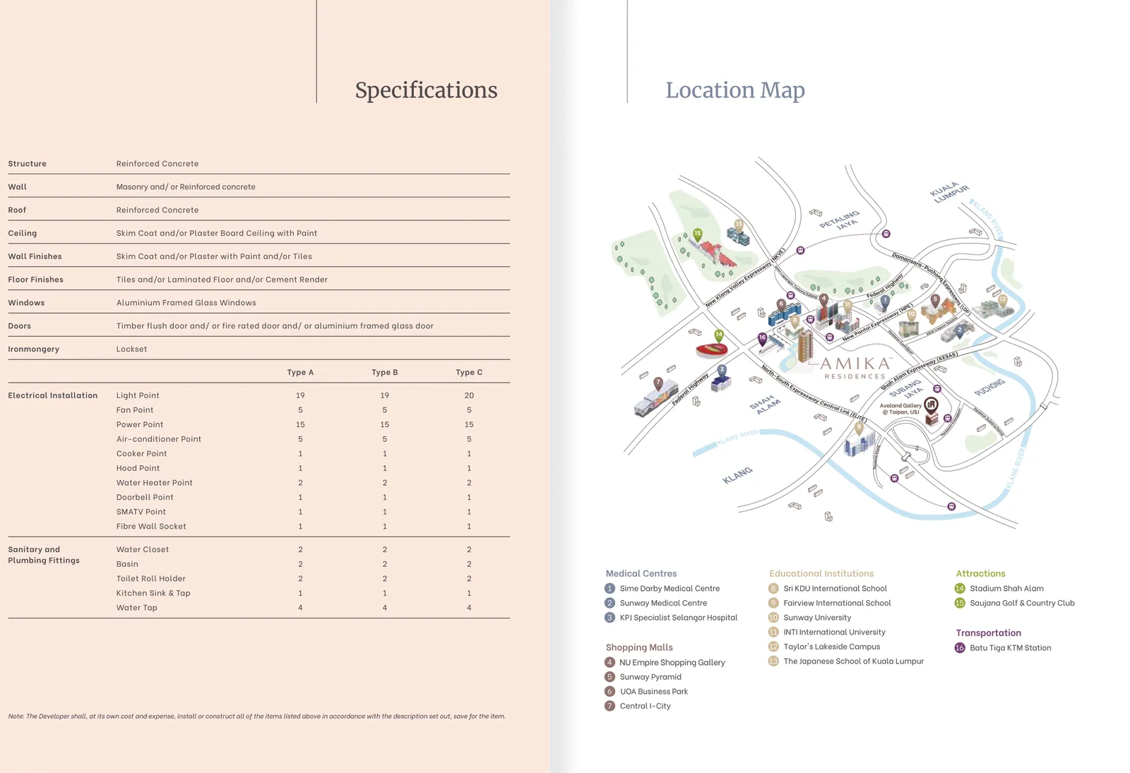 Amika Residence Type A Floor Plan from verified project brochure