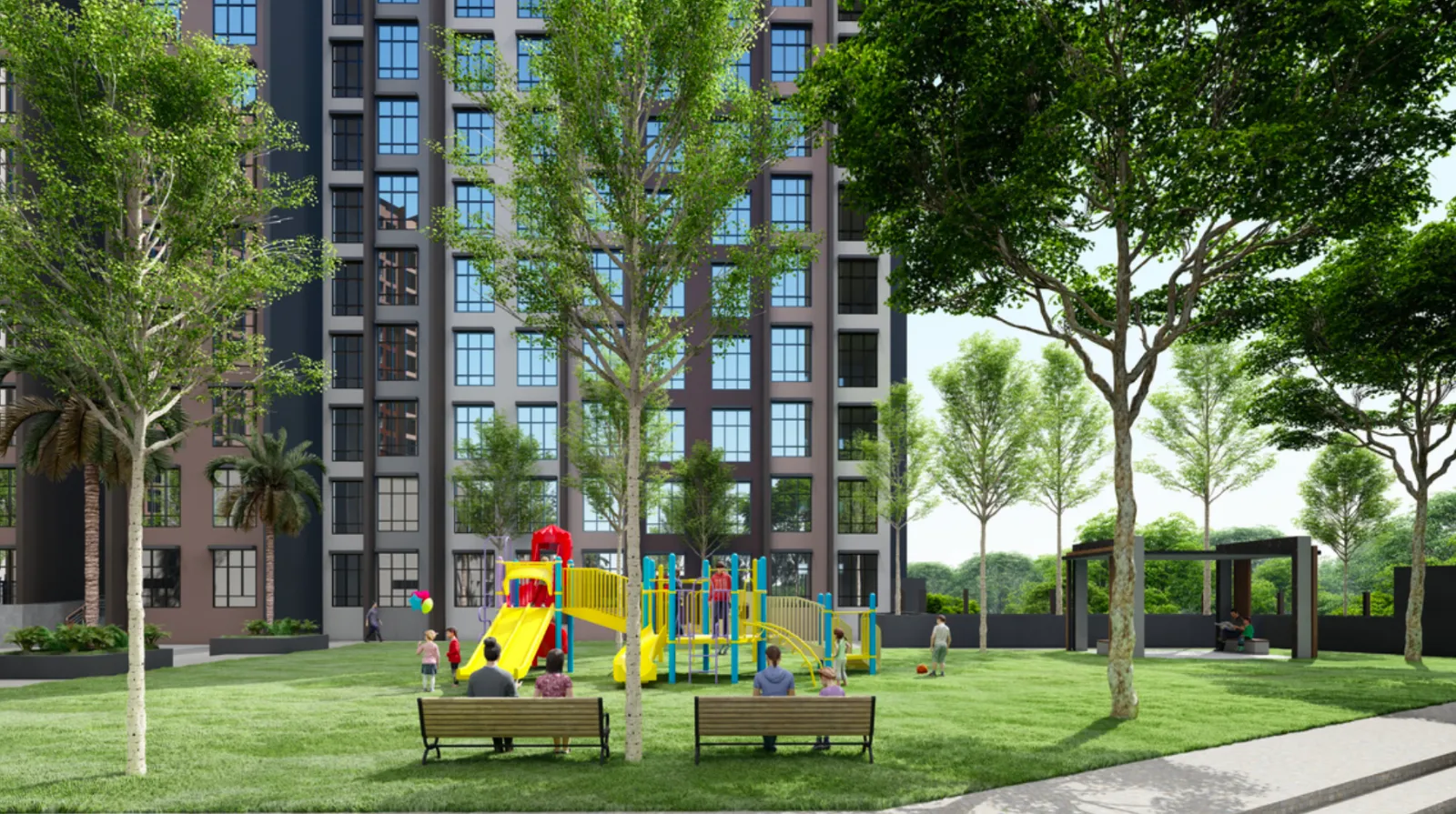 Anderson Residences Ipoh children's playground and lawn seating area in Ipoh City Centre, Perak