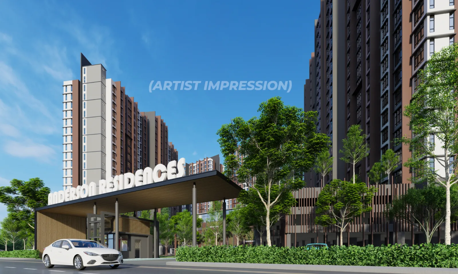 Anderson Residences Ipoh guarded entrance drop-off porch and signage in Ipoh City Centre, Perak