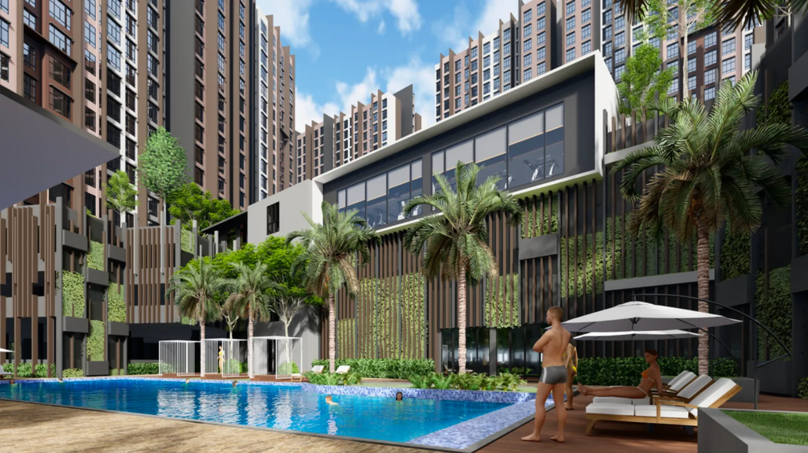 Anderson Residences Ipoh 25m swimming pool deck with residents and loungers in Ipoh City Centre, Perak