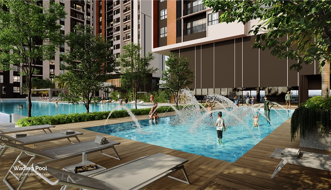 Anja Residence Bangi children's wading pool with water play fountains