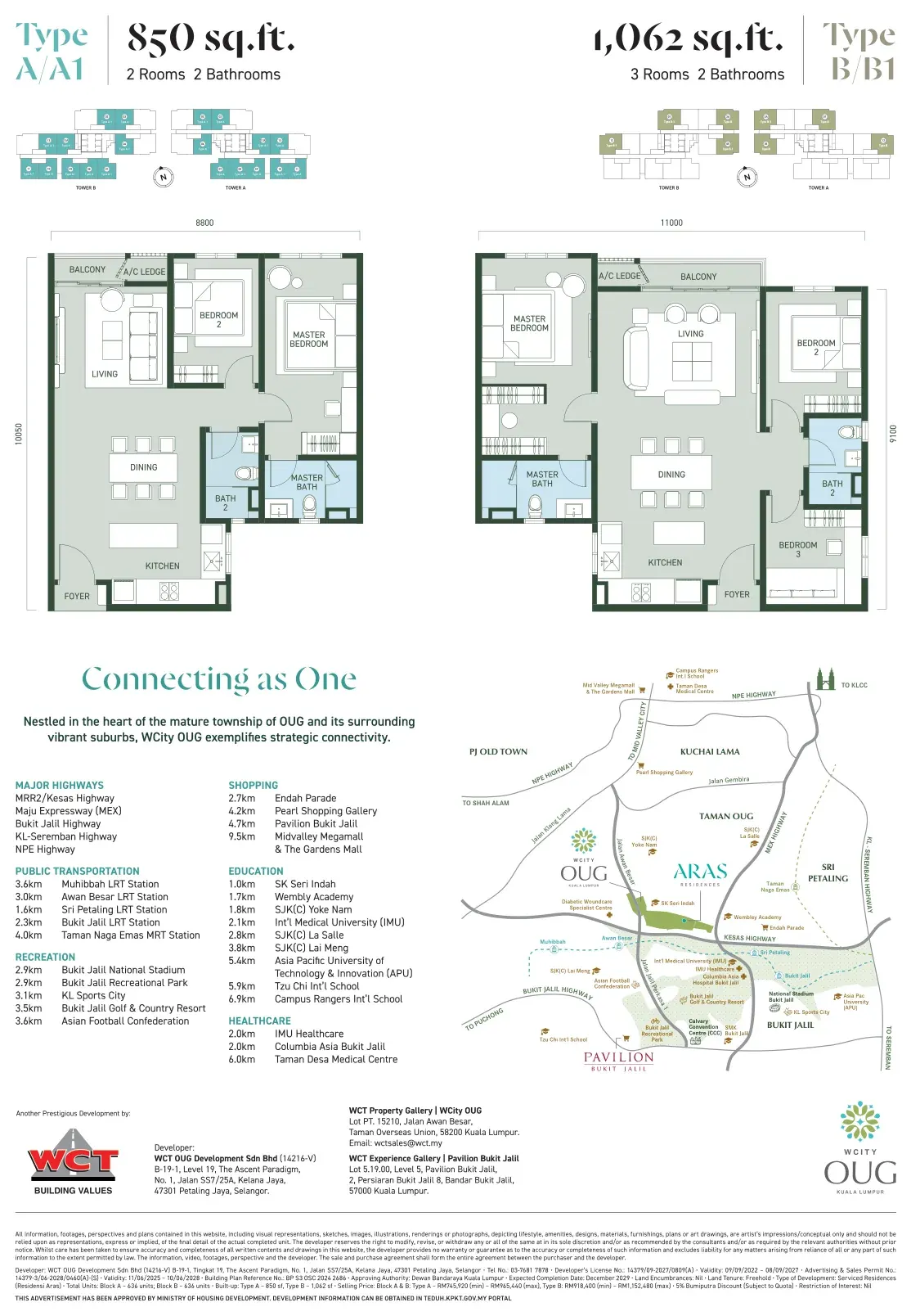Aras Residence Type B-1 Floor Plan in OUG, Kuala Lumpur