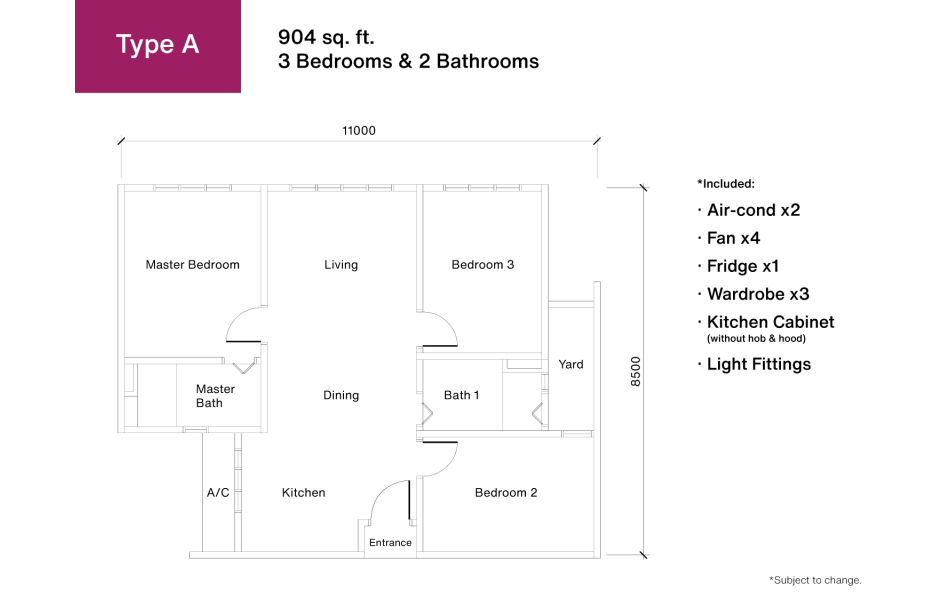 Arena Residence 1 Type A floor plan