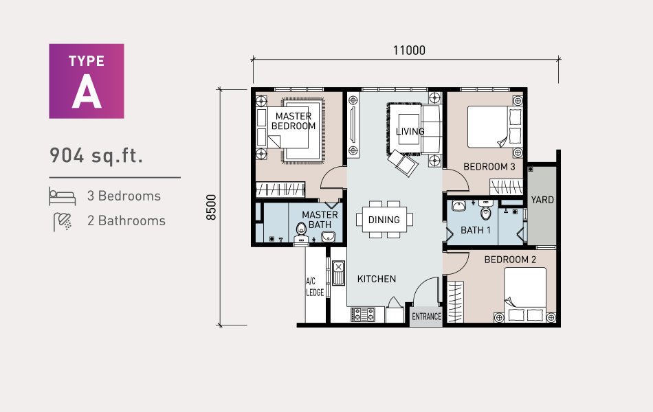 Arena Residence 2 Type A floor plan