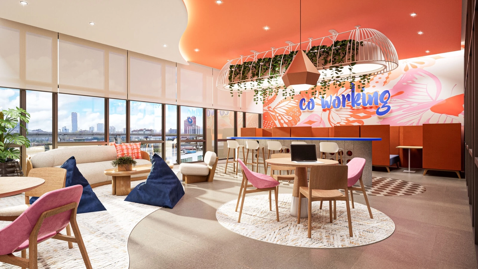 Aricia Residences co-working lounge with city view for residents in Sungai Besi, Kuala Lumpur
