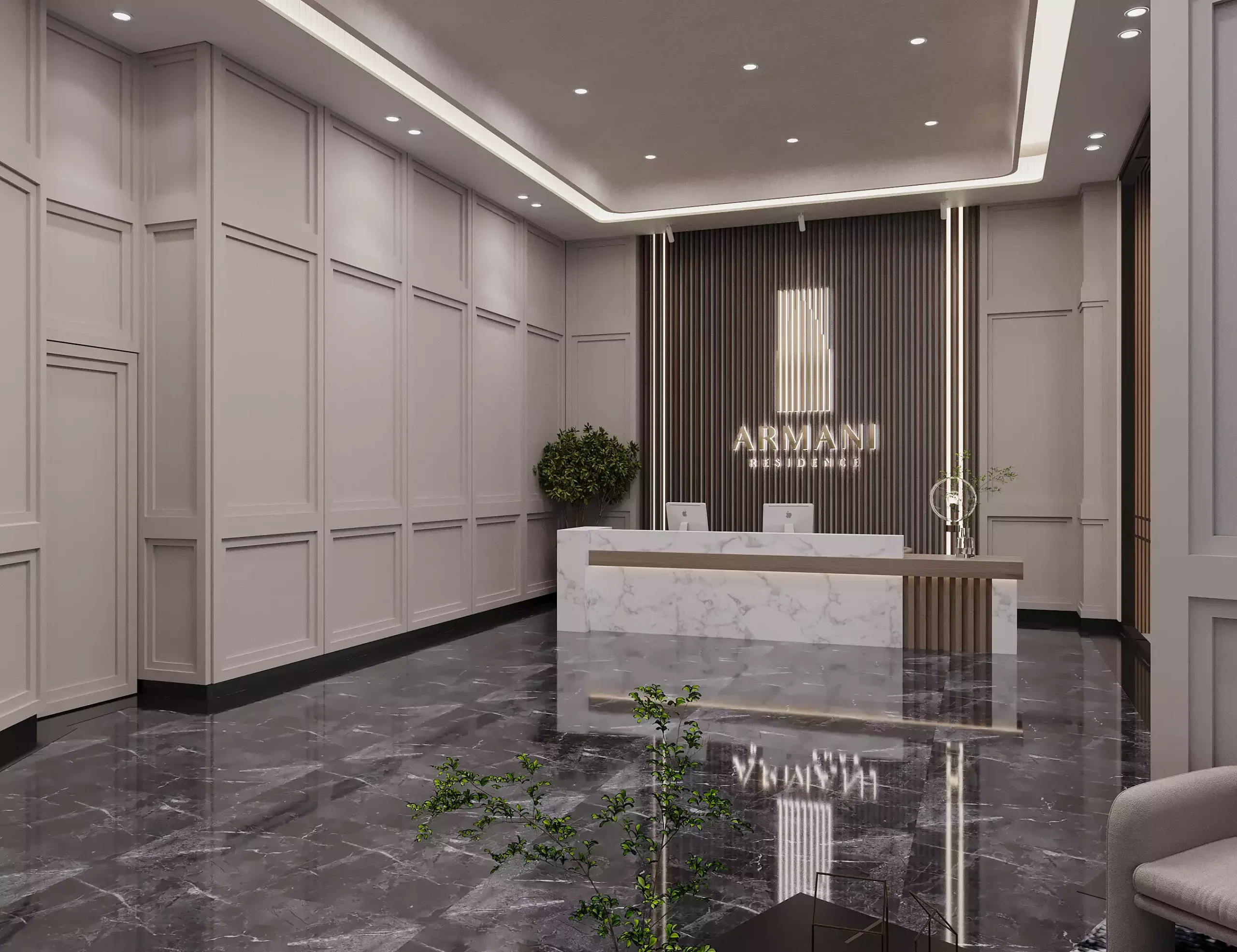 Armani Kepong grand lobby interior, Kepong serviced residence