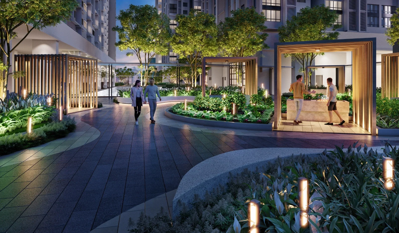 Astrum Ampang landscaped garden walkway and BBQ pavilion facility artist's impression, Ampang Kuala Lumpur