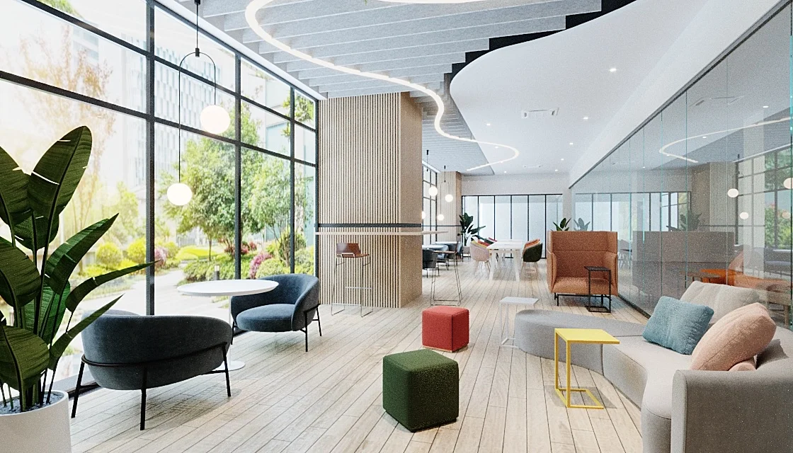 Astrum Ampang residents' lounge with garden view artist's impression, Ampang Kuala Lumpur