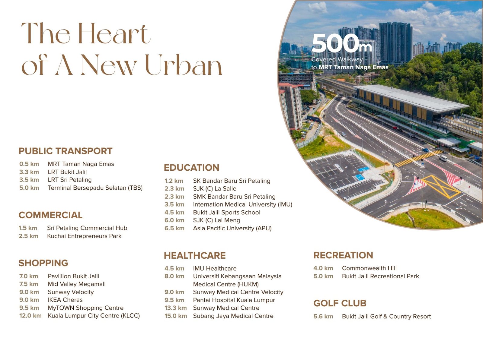Aurum Business Suites Sri Petaling — laluan berbumbung 500m ke stesen MRT Taman Naga Emas
