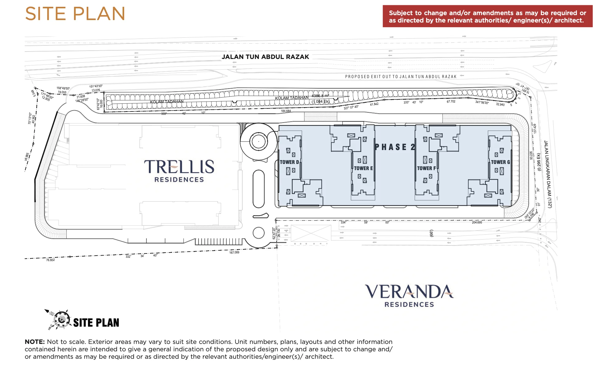 Avenue Residences / Residensi Puncak Saujana Phase 2 Avenue Residences MBW City Phase 2 site plan showing Towers D, E, F, G on Jalan Tun Abdul Razak and Jalan Lingkaran Dalam in MBW City, Jalan Tun Abdul Razak, Johor Bahru, Johor
