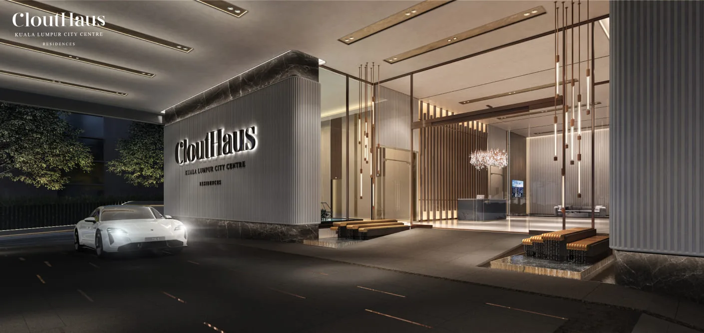 CloutHaus grand porte-cochère drop-off driveway and concierge entrance in KLCC, Kuala Lumpur
