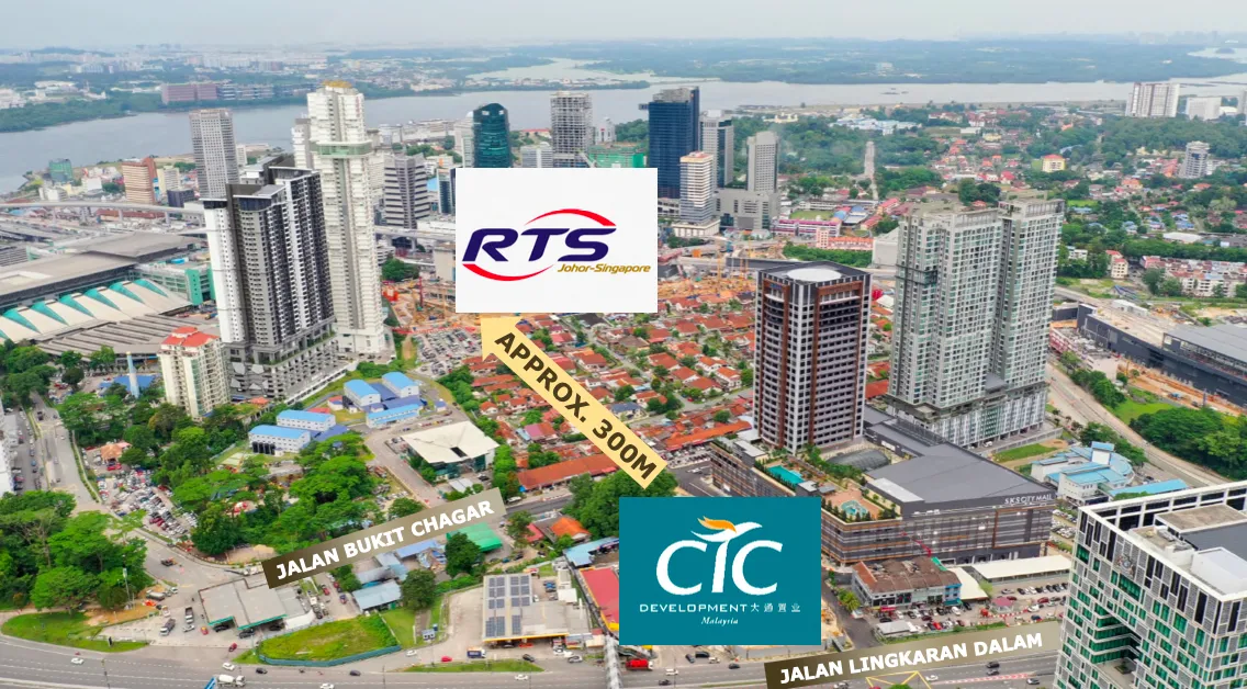 CTC SkyOne 地理位置图，显示距离RTS武吉查卡地铁站约300米