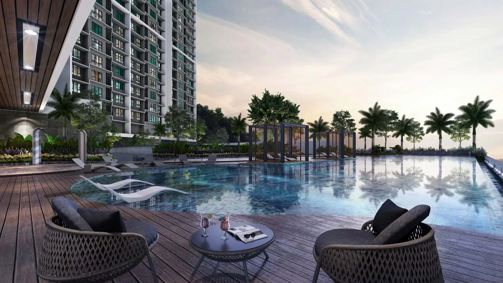 D'Clover Residences Laze Deck lounge seating area for residents in Central Park Damansara, Selangor