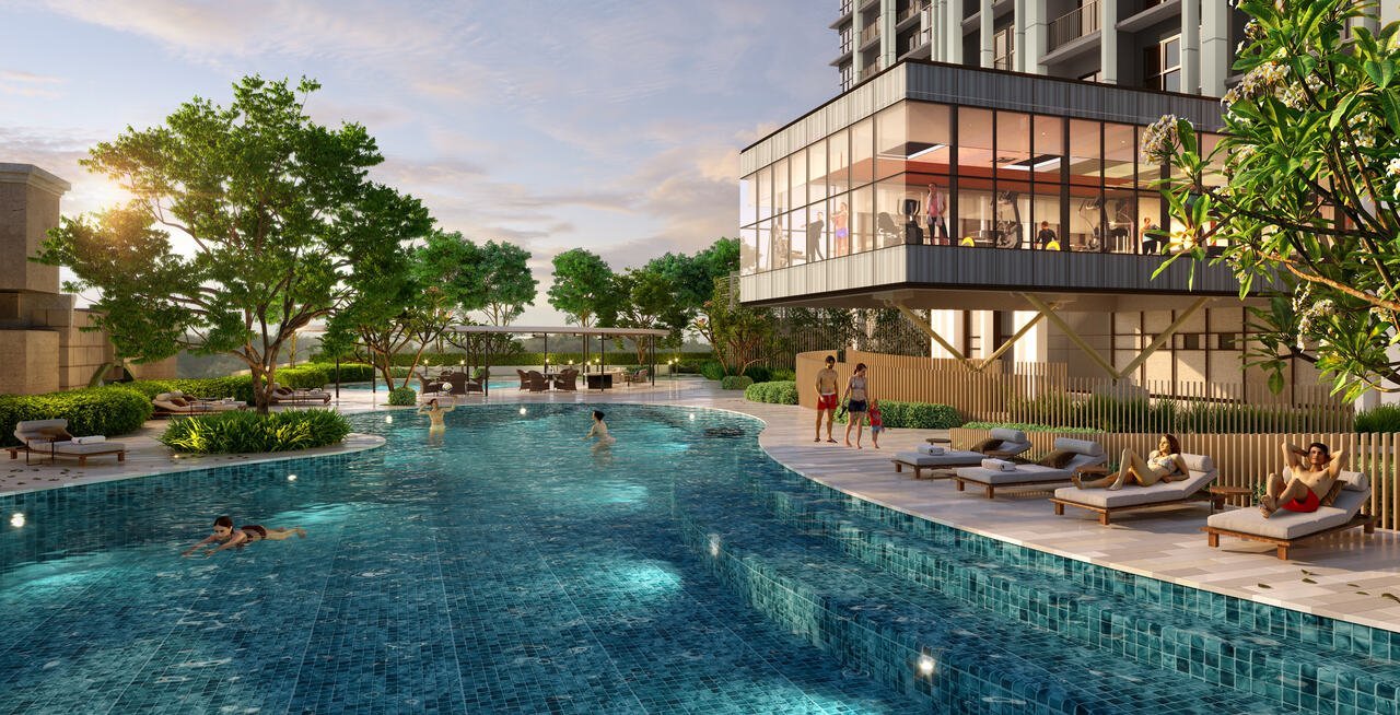 D'Tessera podium level facilities deck with landscaped greenery in Central Park Damansara, Selangor