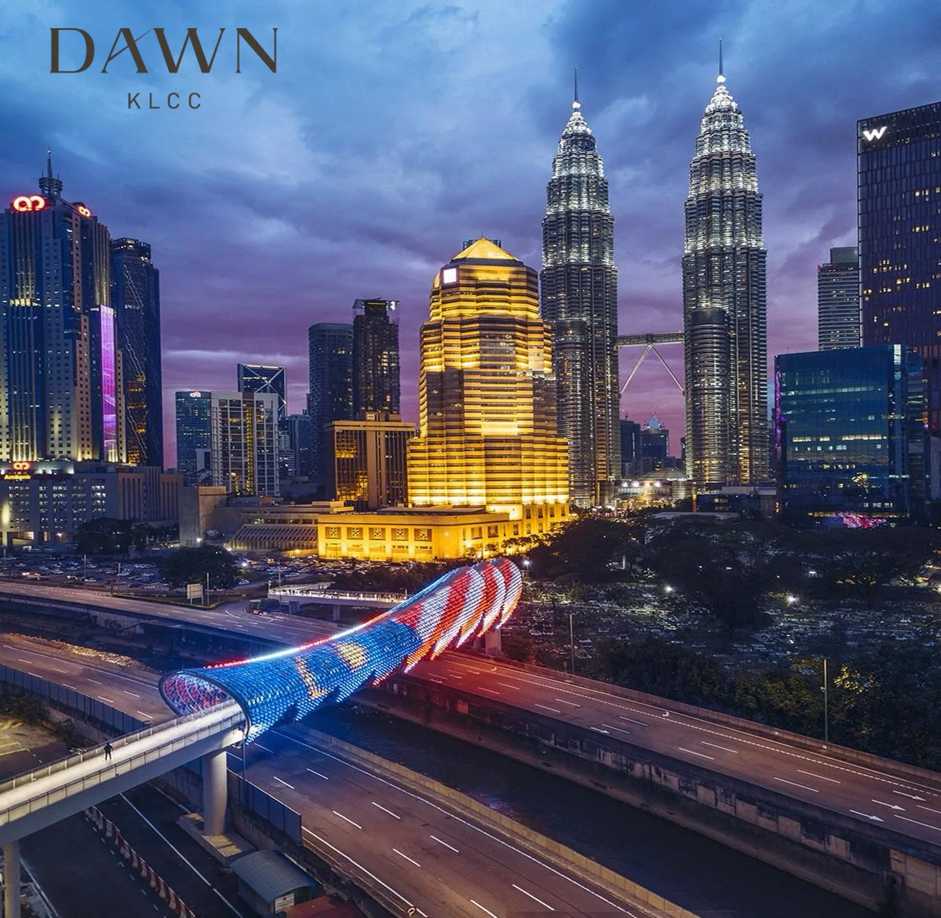 Saloma Bridge night view near Dawn KLCC, Kuala Lumpur