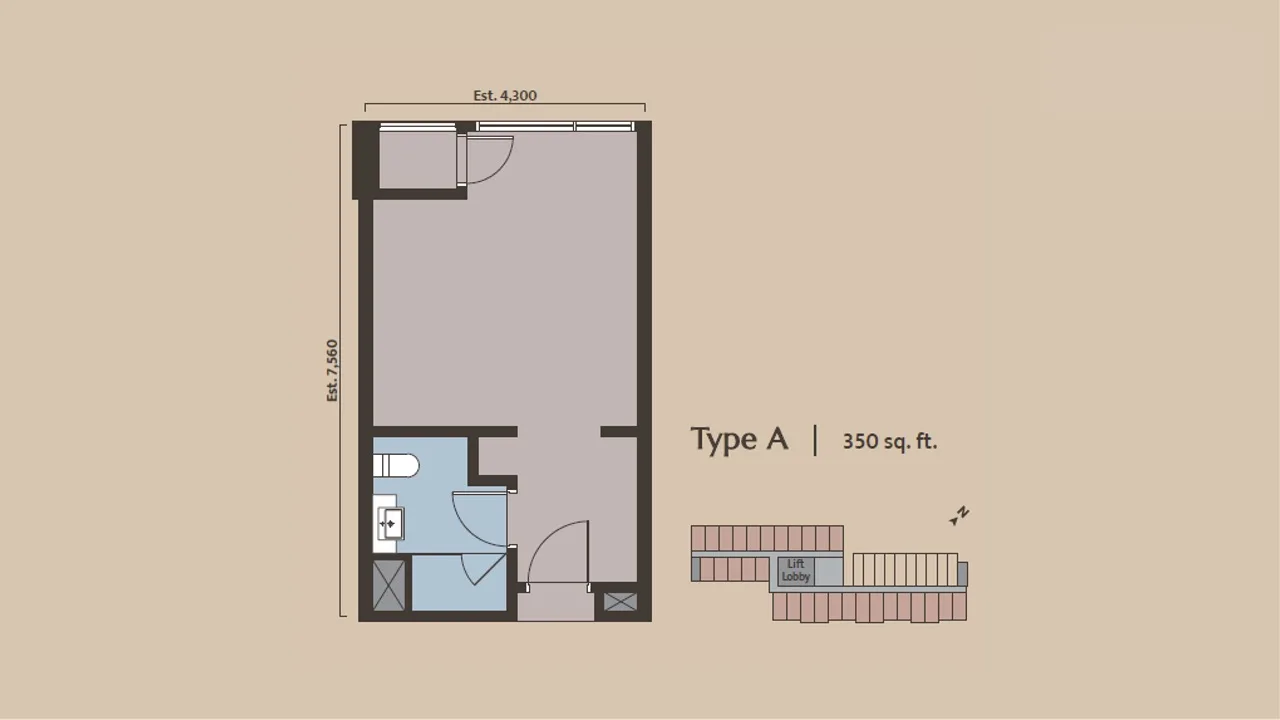 Dawn KLCC Type A studio floor plan