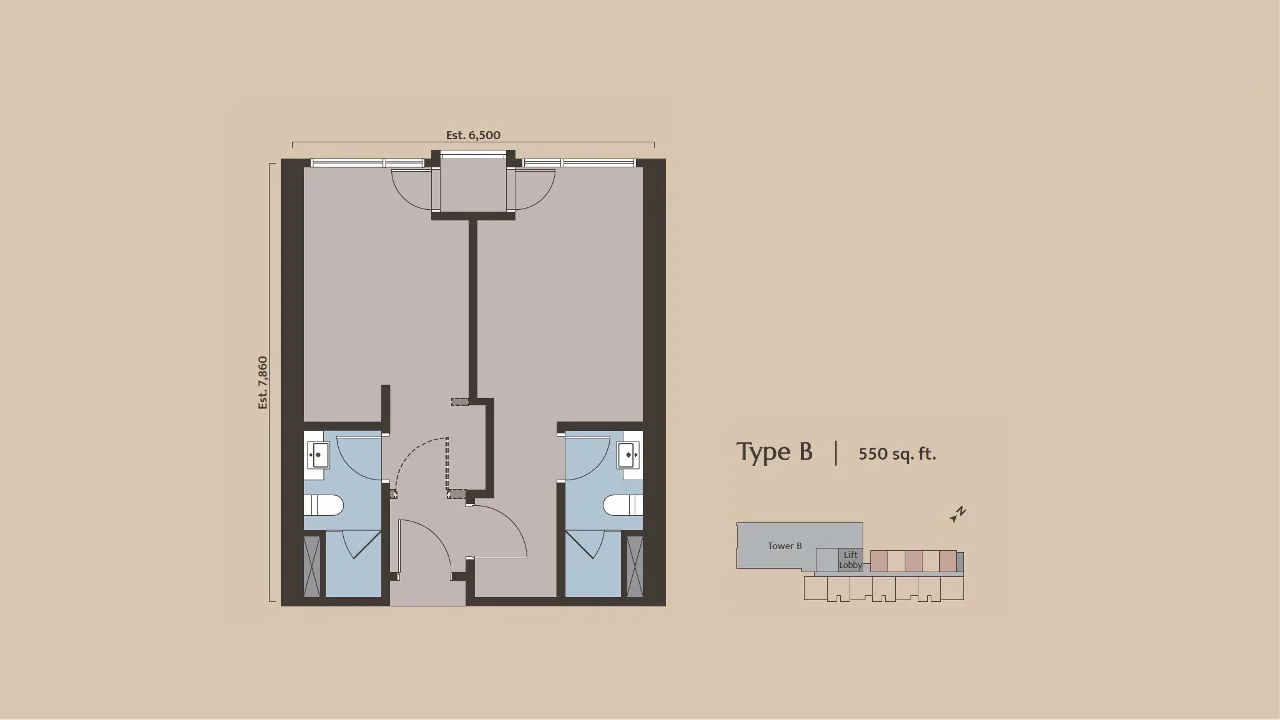 Pelan lantai Jenis B (dual key) Dawn KLCC