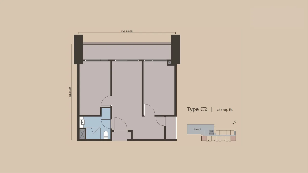 Pelan lantai Jenis C2 (dual key) Dawn KLCC