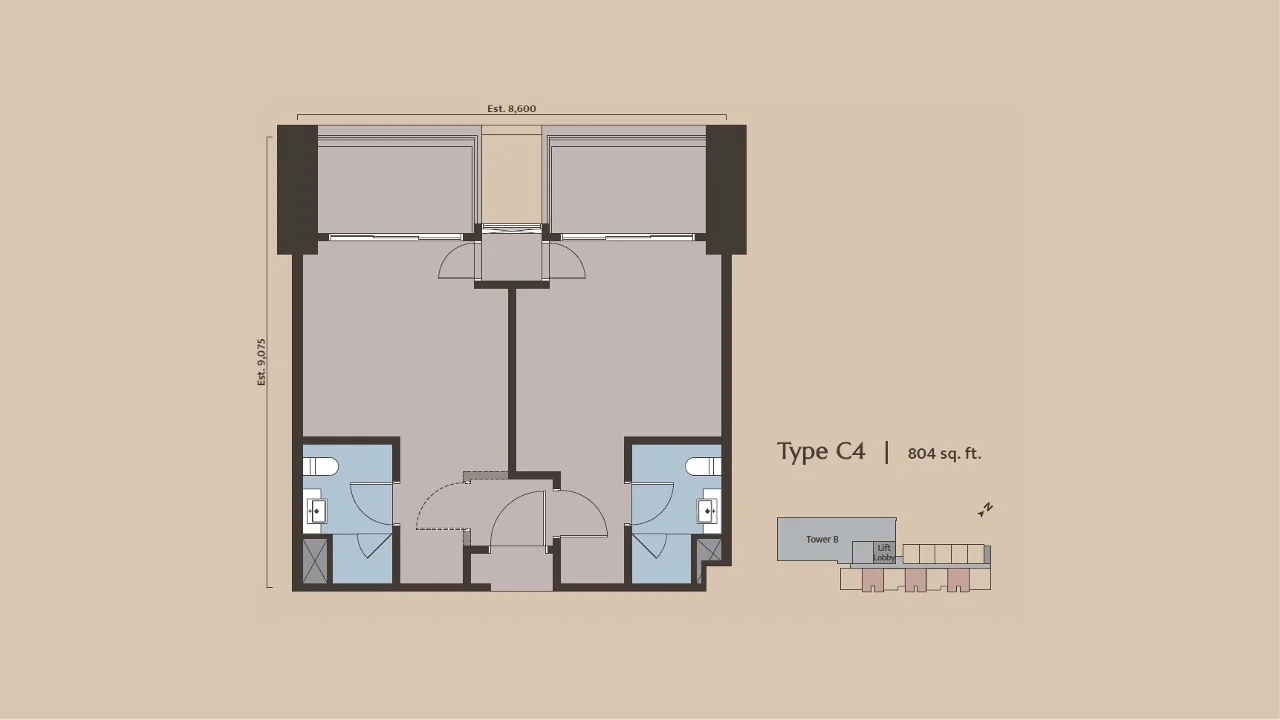 Pelan lantai Jenis C4 (dual key) Dawn KLCC