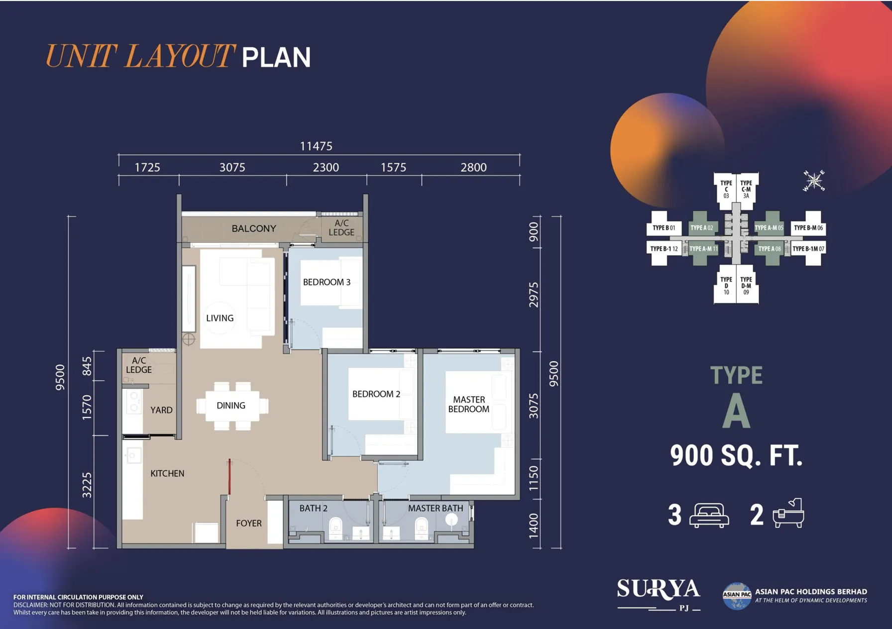 Dwi Aurora Residences floor plan option 1 in Petaling Jaya