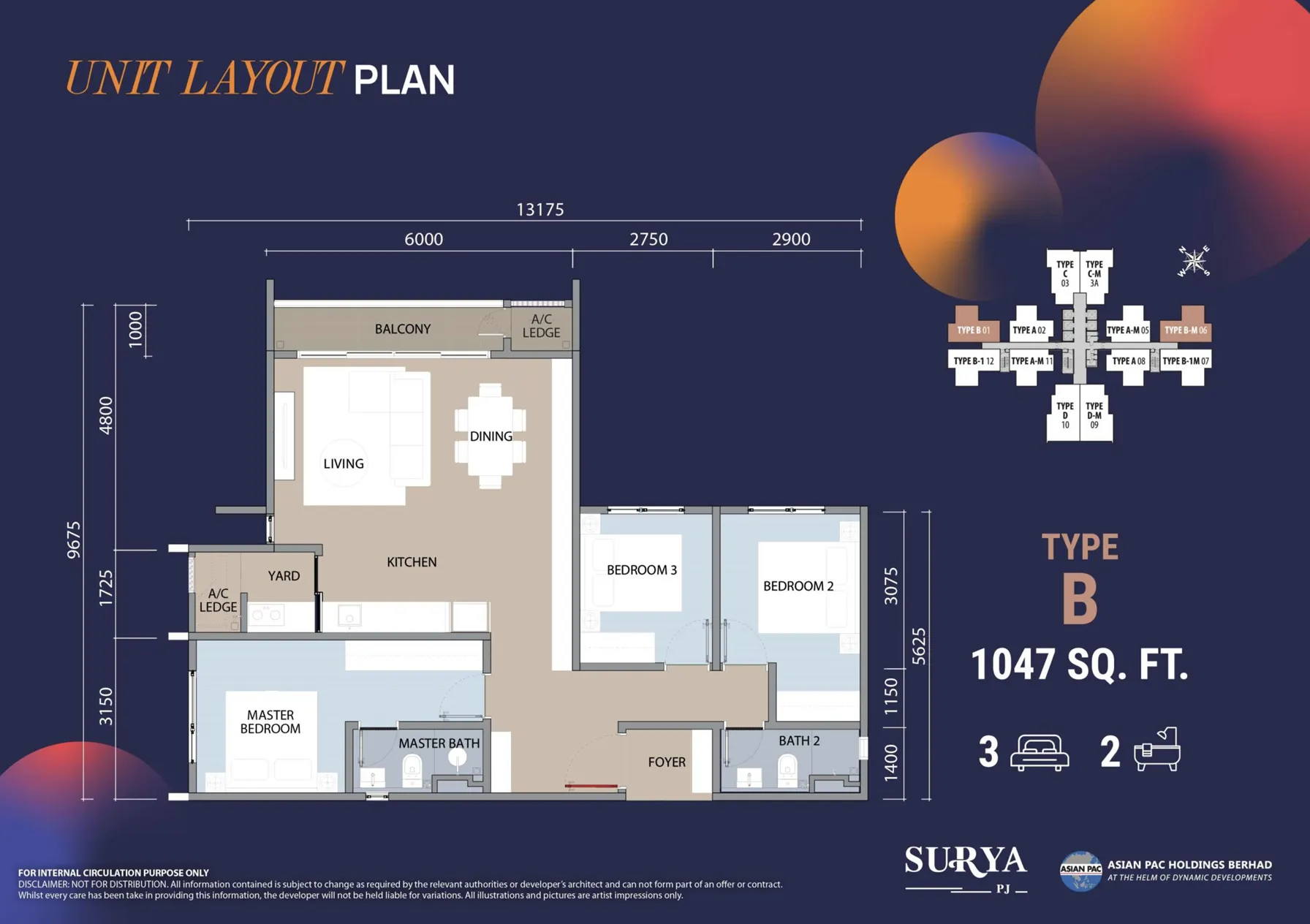 Dwi Aurora Residences floor plan option 2 in Petaling Jaya