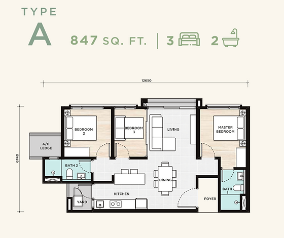 Dwitara Residences Type A floor plan