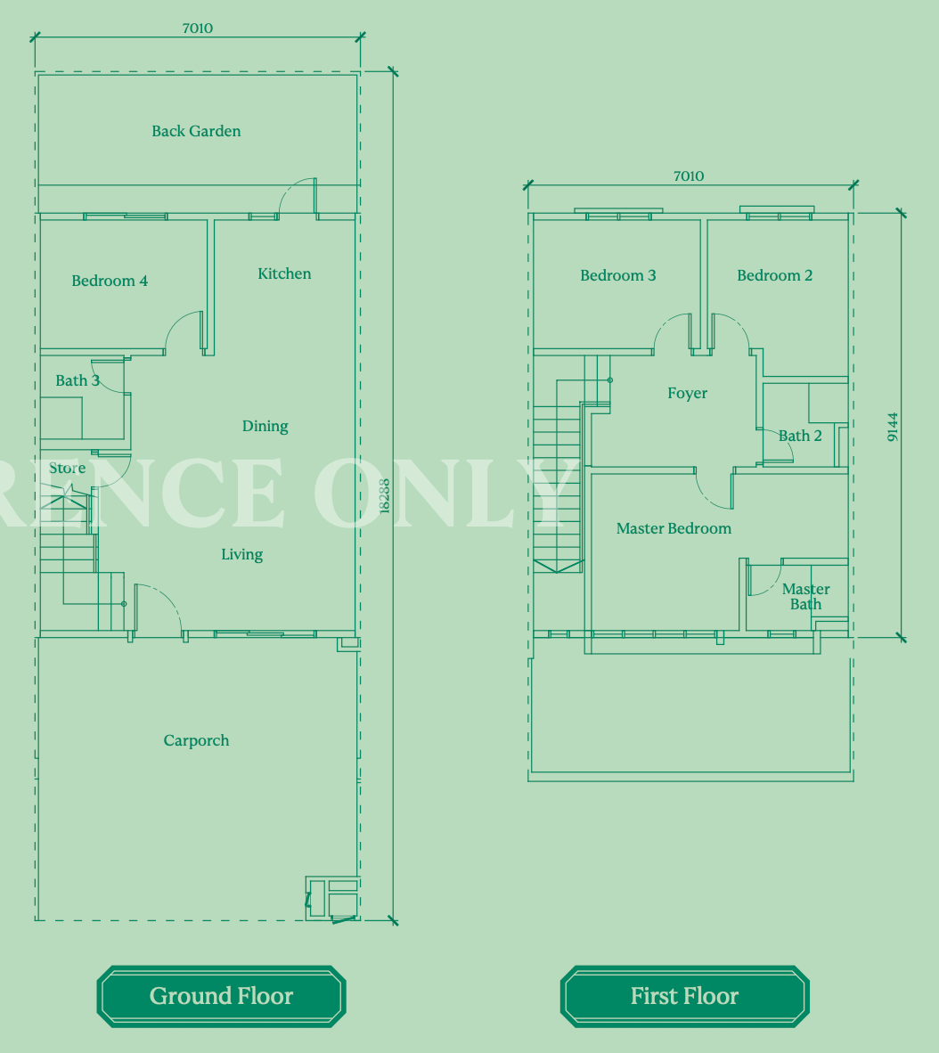 Eco Tropics Tana Rin floor plan, 23x60 ft, 1655 sqft, 4 bedrooms 3 bathrooms