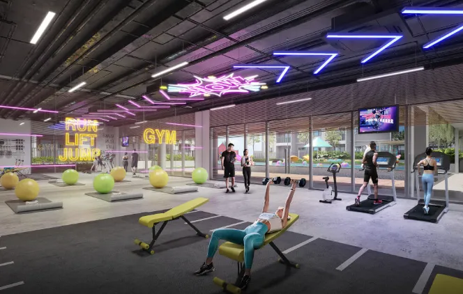 Flora Santai D' Eco Spring / Flora Dwipuncak Santai @ Eco Spring gym and fitness facility render with neon signage, Tebrau Johor Bahru in Taman Ekoflora, Eco Spring, Tebrau, Johor Bahru, Johor
