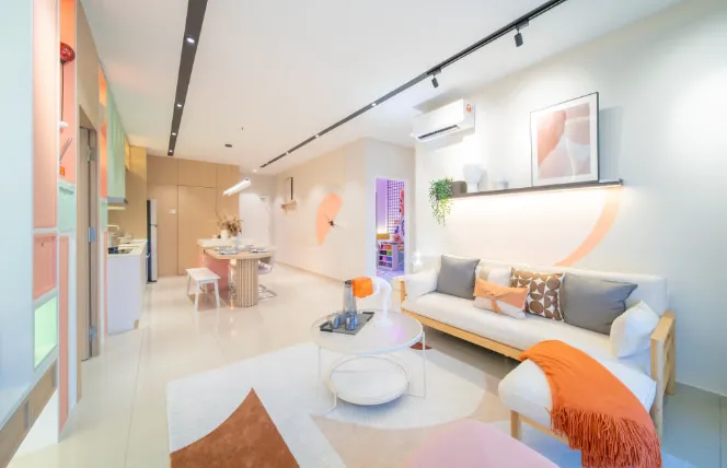 Flora Santai D' Eco Spring / Flora Dwipuncak Santai @ Eco Spring show unit living and kitchen area, 3-bedroom serviced residence Tebrau Johor Bahru in Taman Ekoflora, Eco Spring, Tebrau, Johor Bahru, Johor