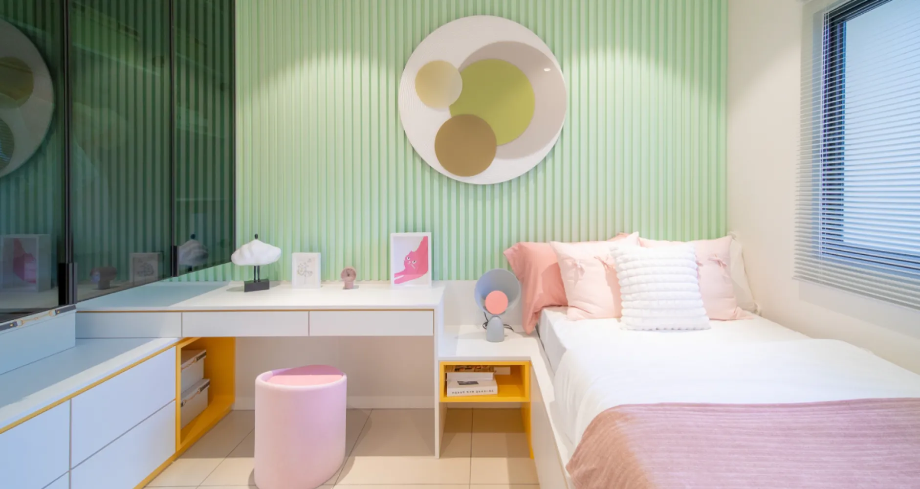 Flora Santai D' Eco Spring / Flora Dwipuncak Santai @ Eco Spring show unit second bedroom in mint green, Tebrau Johor Bahru serviced residence in Taman Ekoflora, Eco Spring, Tebrau, Johor Bahru, Johor