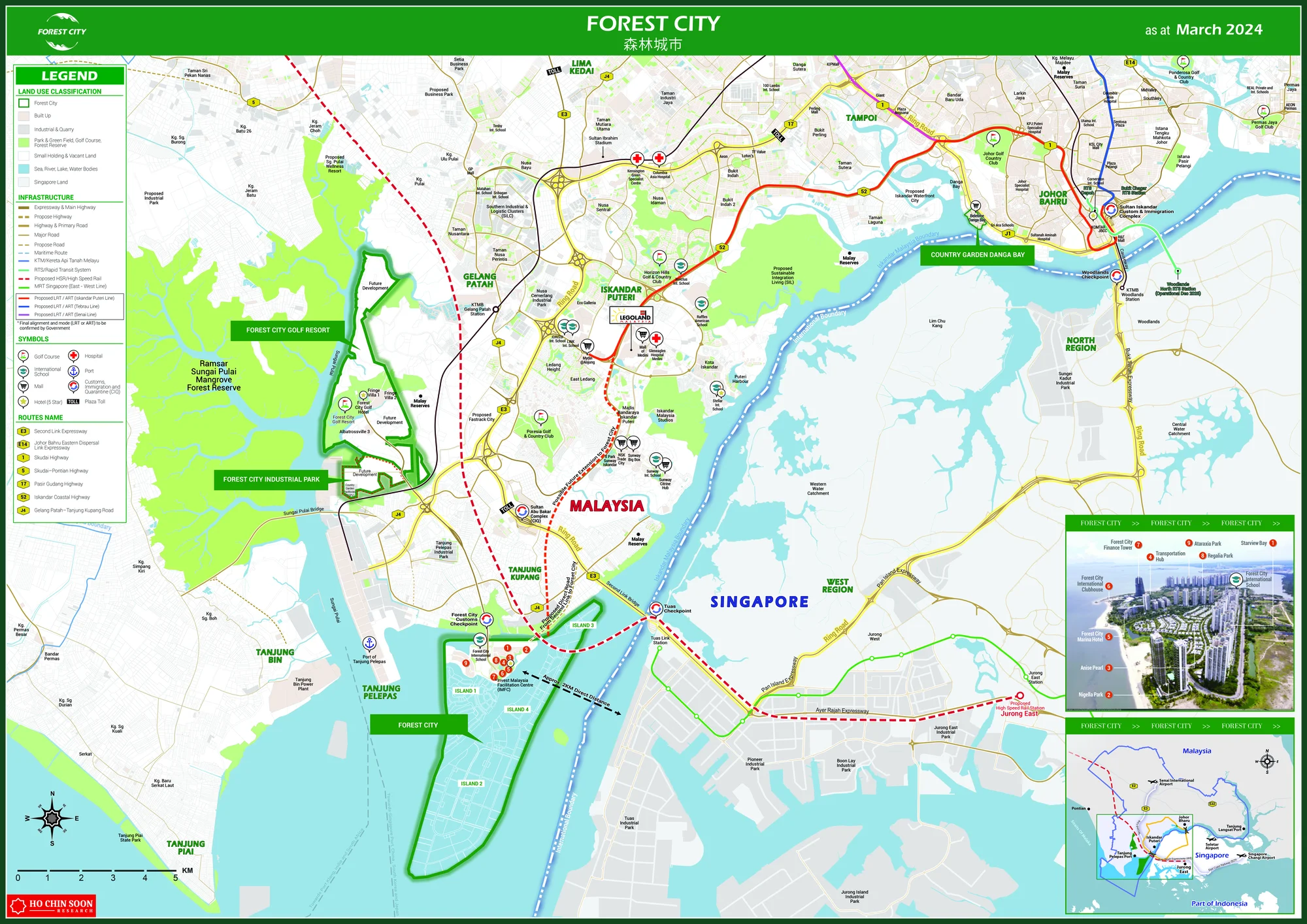 Forest City Golf Villa (Garden Terrace) Forest City location map showing the Second Link bridge connection to Singapore and surrounding Johor infrastructure in Forest City Golf Resort, Gelang Patah, Johor