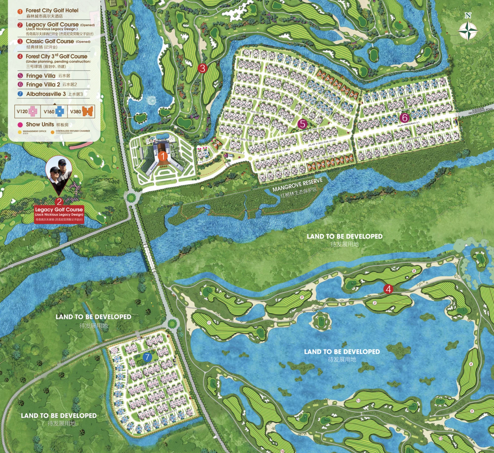 Forest City Golf Villa (Garden Terrace) Forest City Golf Villa site plan showing the Fringe Villa and Albatrossville precincts around the golf courses in Forest City Golf Resort, Gelang Patah, Johor