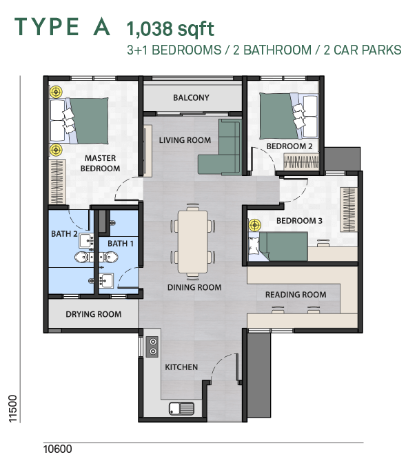 HIjauan Bayu Type A floor plan
