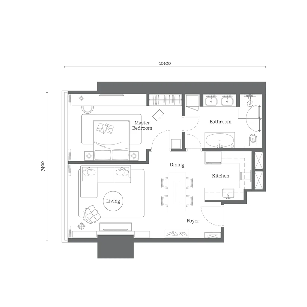 Jewel by Oxley KLCC 1 Bedroom B3 floor plan — 754 sqft