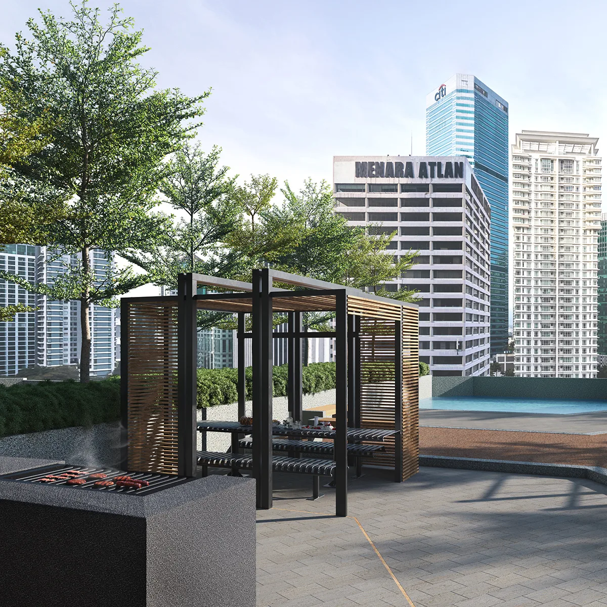 Bespoke residential dining area with floor-to-ceiling glass windows at Jewel by Oxley KLCC