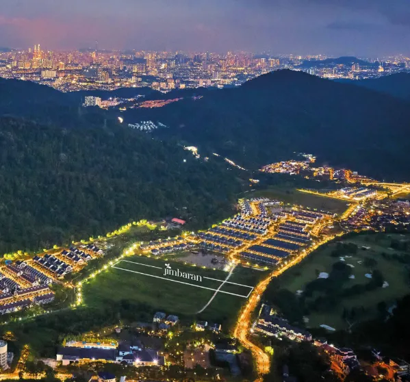 Jimbaran @ Gaia Gardens Link Villas Aerial night view of Jimbaran @ Gaia Gardens township within Setia Eco Templer against the Kuala Lumpur skyline