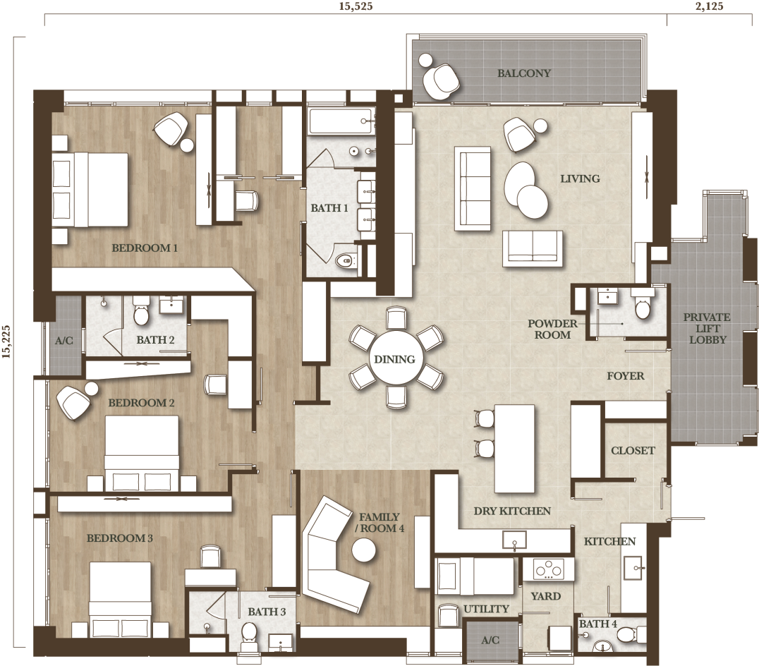 Kiaramas deDaun Type A floor plan