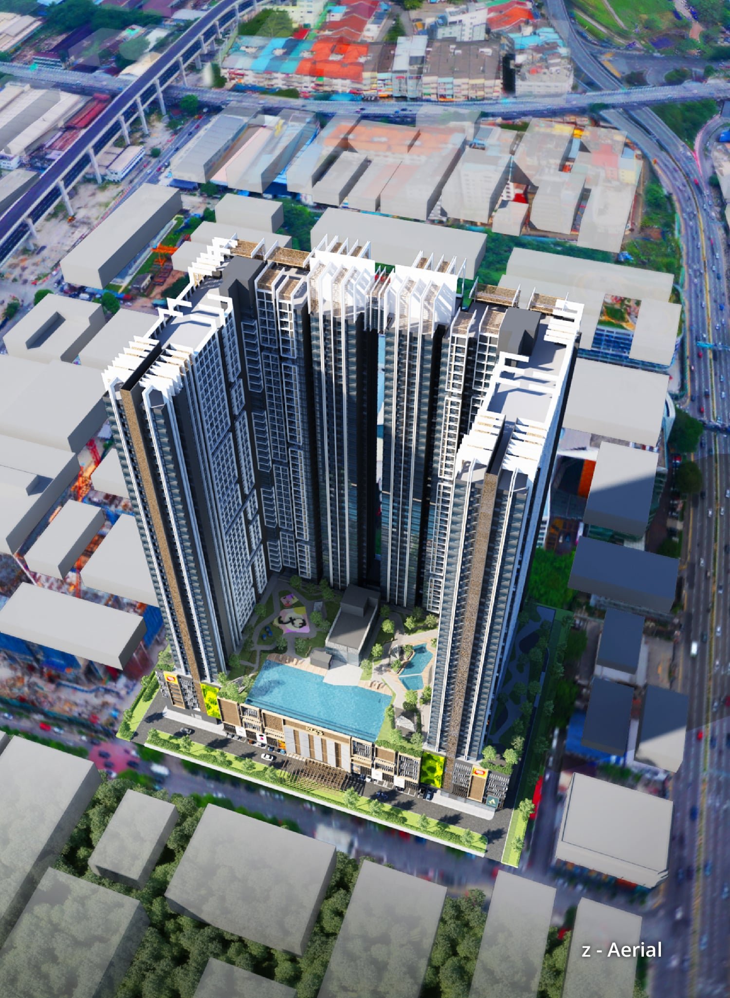 Aerial site view of KL 48 showing surrounding Sungai Besi neighbourhood