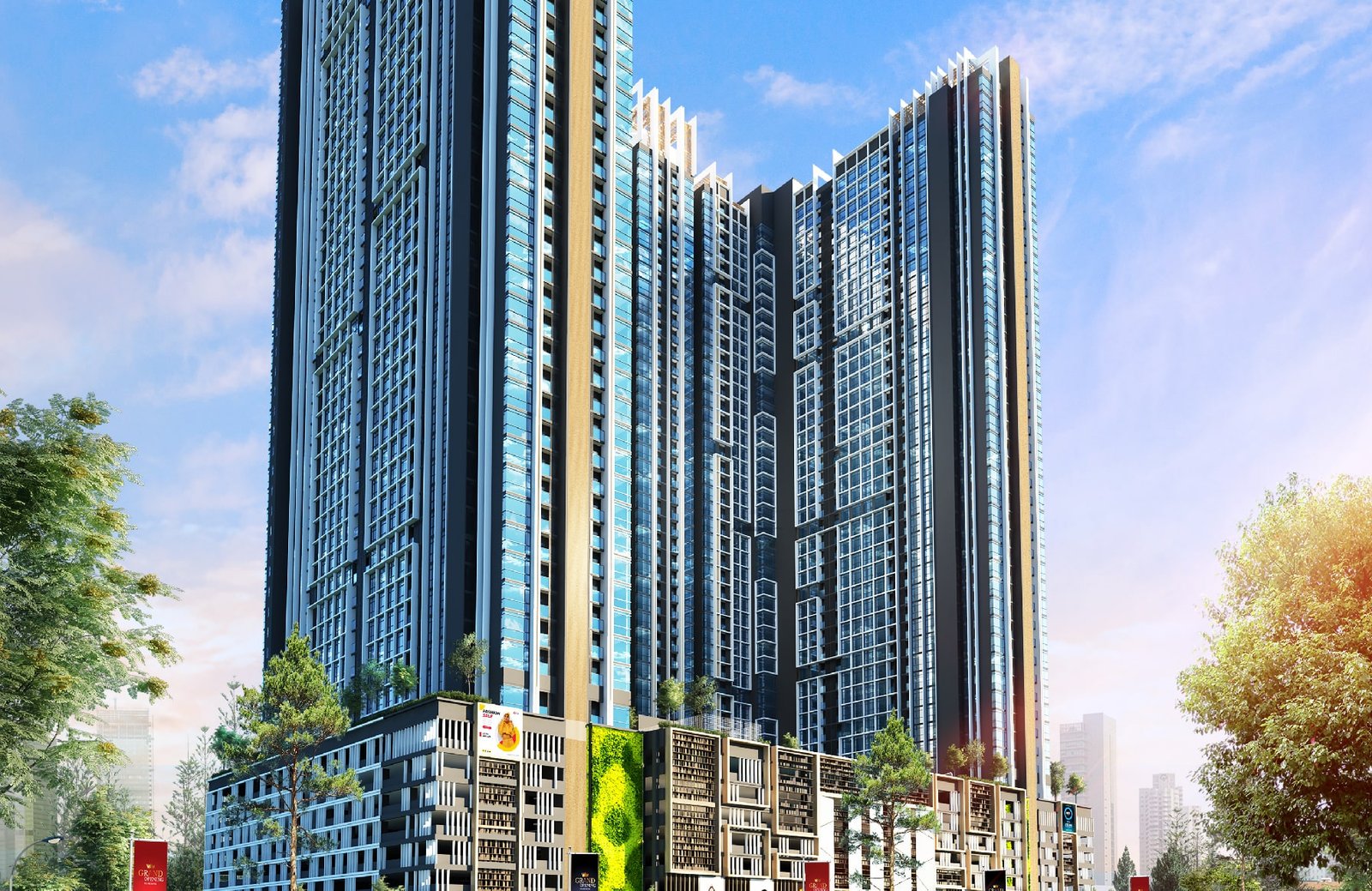 KL 48 serviced residence tower facade in daytime, Sungai Besi Kuala Lumpur