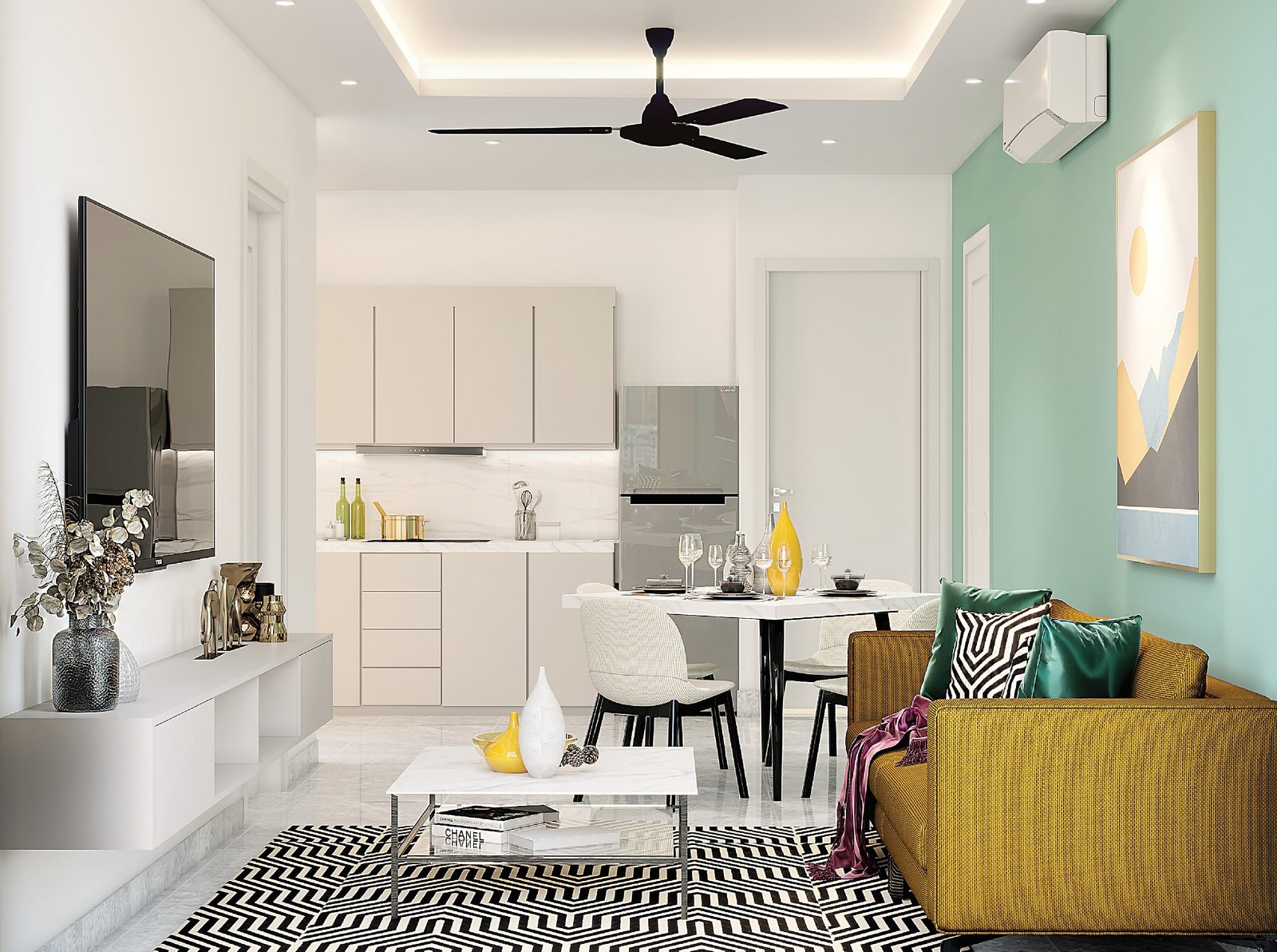 KL 48 show unit living, dining and kitchen interior design reference in Sungai Besi, Kuala Lumpur