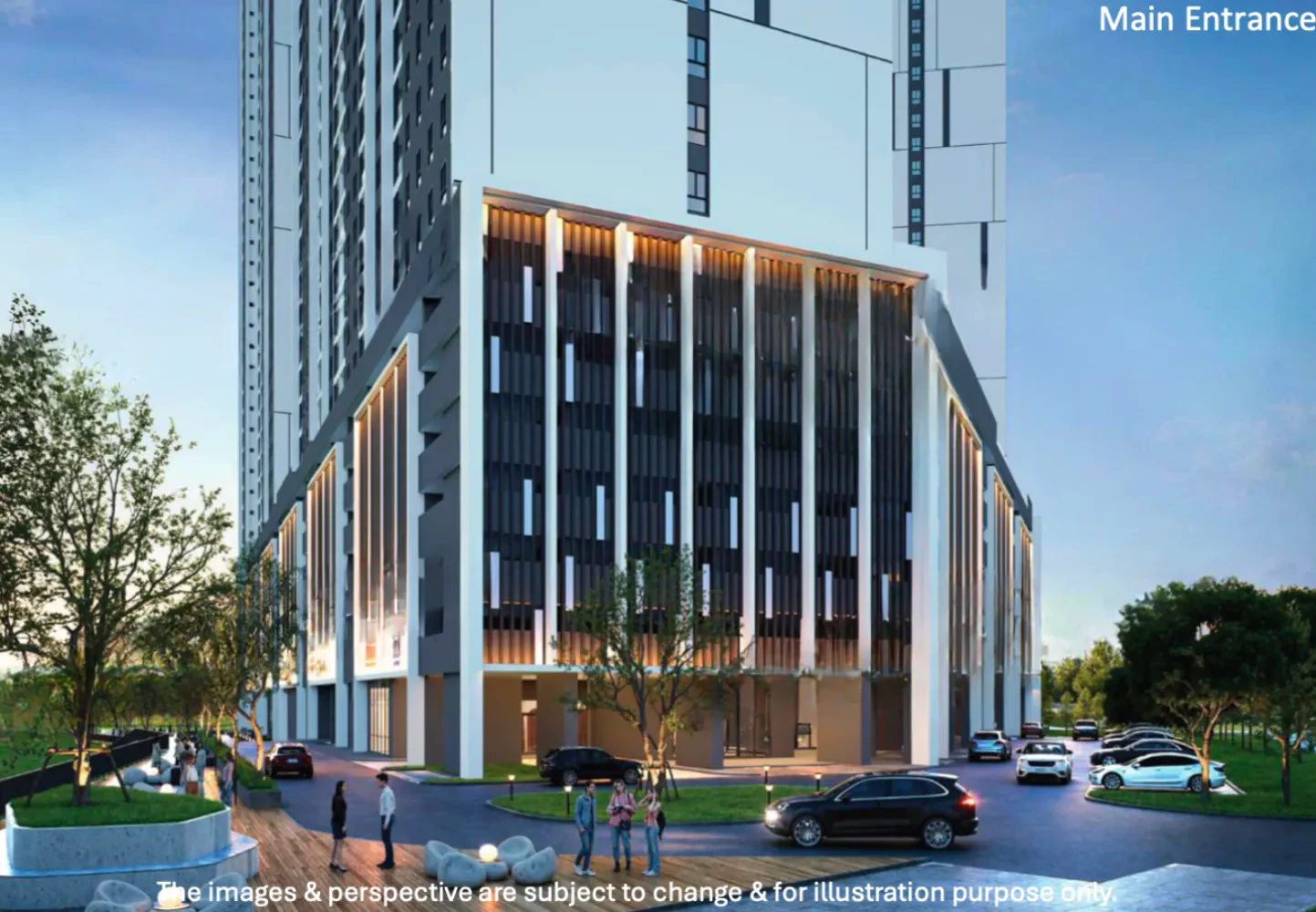 KSL Riverhaus main entrance drop-off porch and drive-through porte-cochere in Pulai, Iskandar Puteri, Johor Bahru, Johor